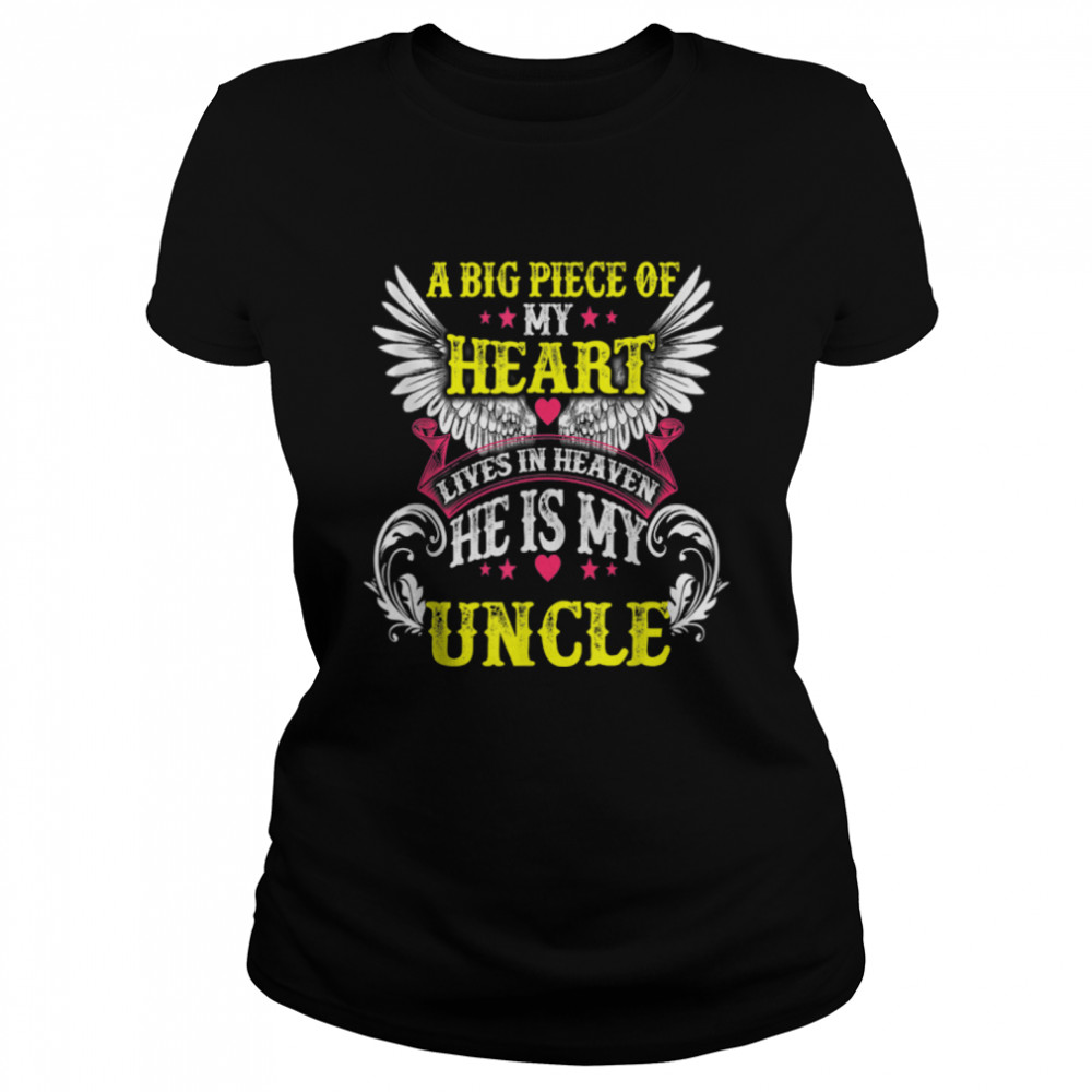 A Big Piece Of My Heart Lives In Heaven He Is My Uncle T- B09WZLK835 Classic Women's T-shirt