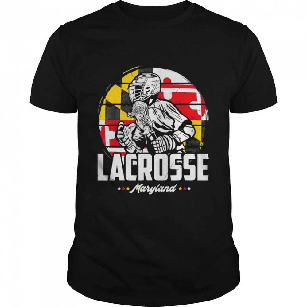 Lacrosse Player Maryland Flag Lax Retro Shirt