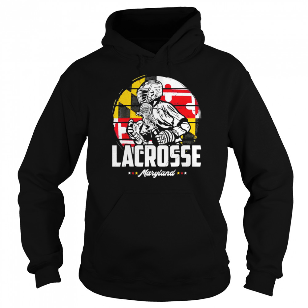 Lacrosse Player Maryland Flag Lax Retro Unisex Hoodie