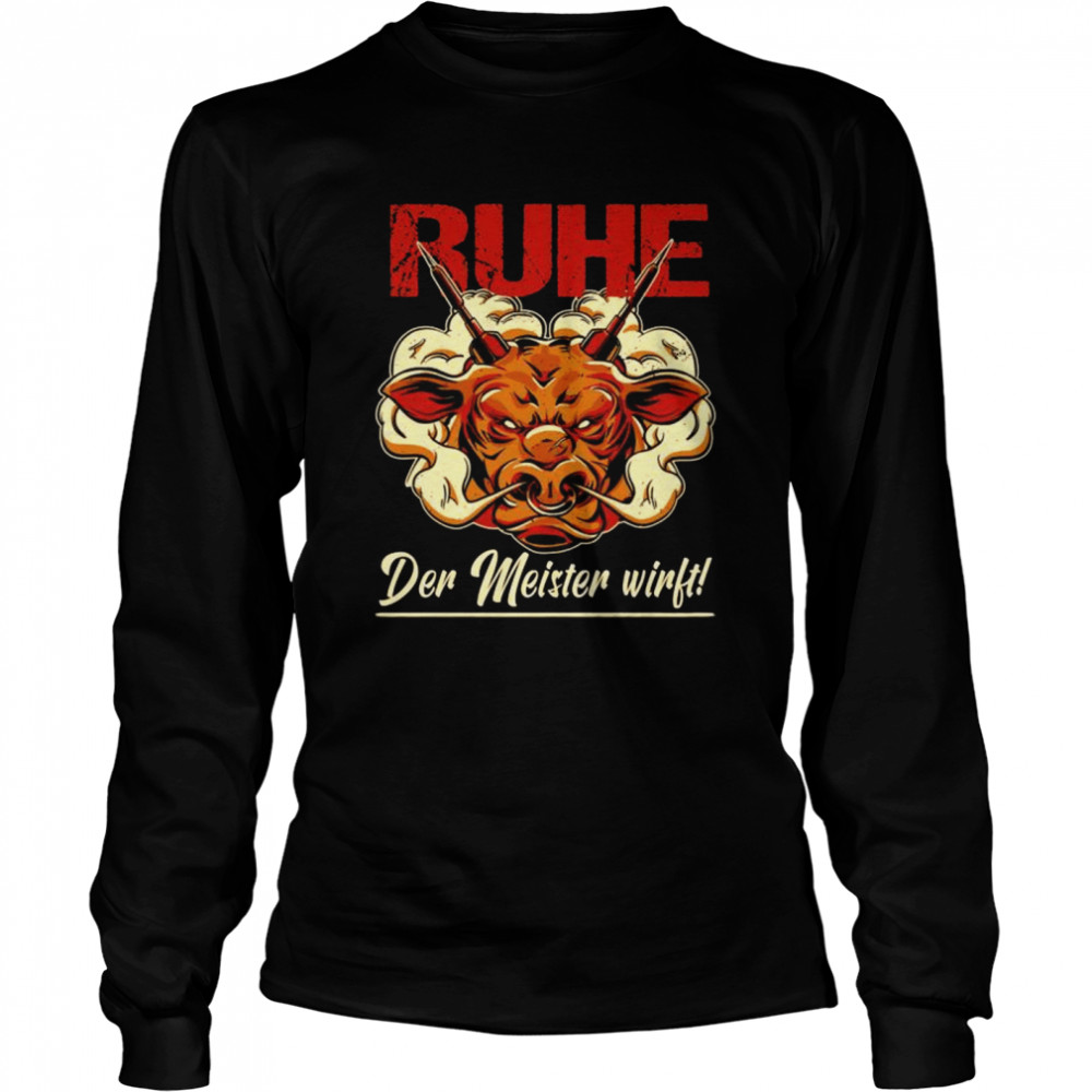 Ruhe Der Meister Wirft Dart Sprüche Darts Dartspieler Fun Long Sleeved T-shirt
