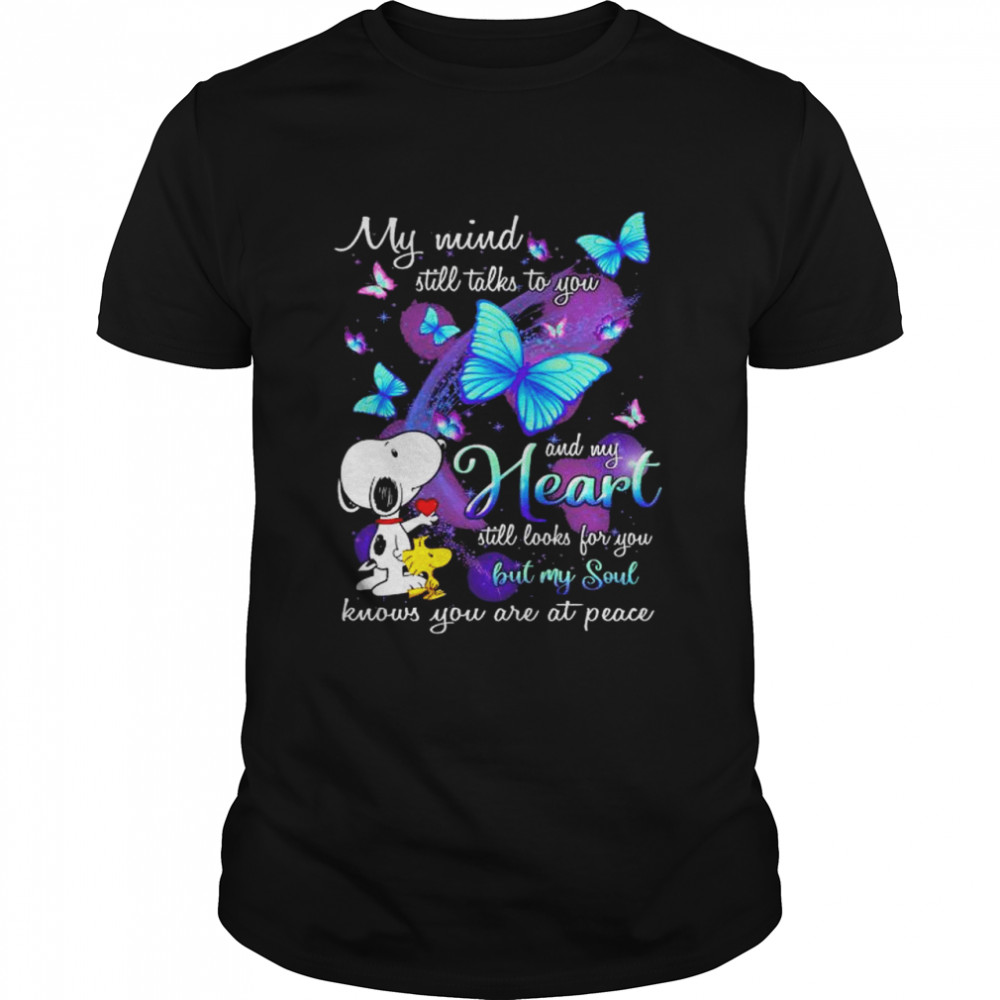 Snoopy and Woodstock my mind still talks to you and my heart shirt Classic Men's T-shirt