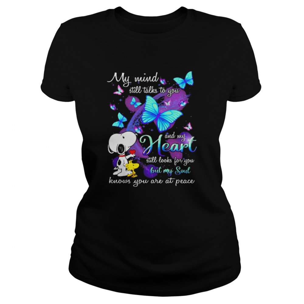 Snoopy and Woodstock my mind still talks to you and my heart shirt Classic Women's T-shirt