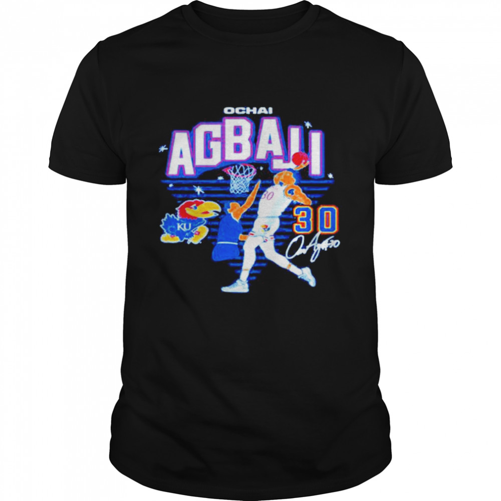 Ochai Agbaji Kansas Jayhawks Caricature Dunk Shirts