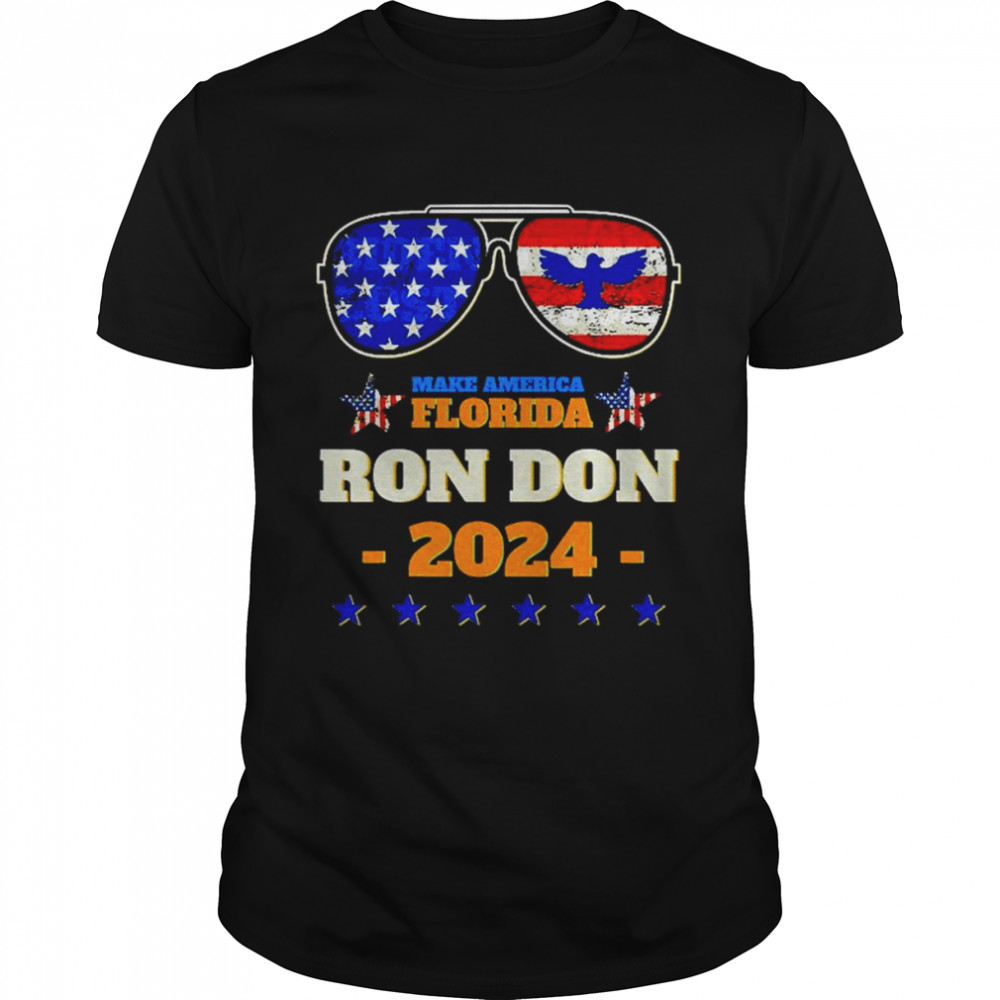 Trump Desantis 2024 Ron Don 24s′ American Flag Sunglasses T-Shirts