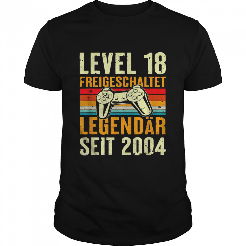 Level 18 Jahre Geburtstagsshirt Junge Gamer 2004 Geburtstag Shirt