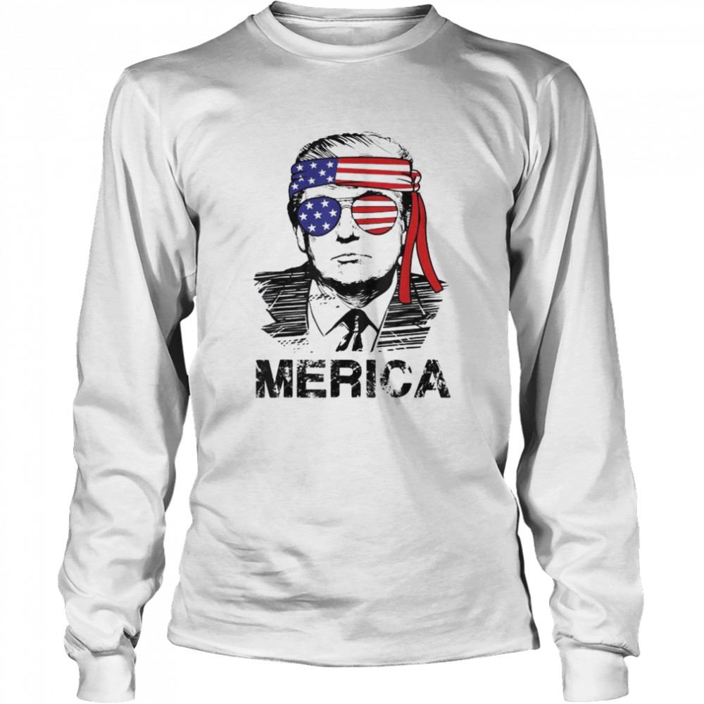 Trump 4th of july merica usa American flag vintage shirt Long Sleeved T-shirt