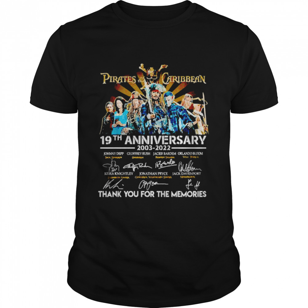 Pirates of the Caribbean 19th anniversary 2003-2022 thank you for the memories signatures shirts