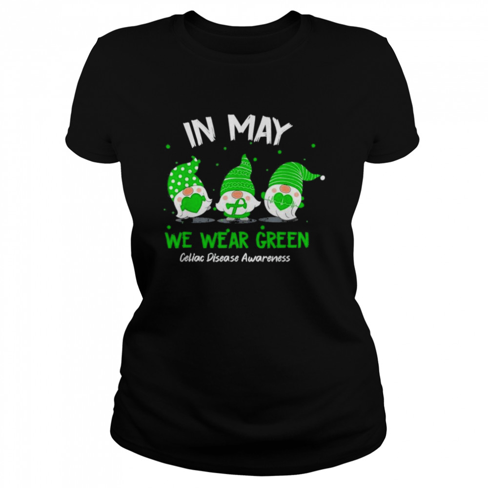 Gnome In May We Wear Green Ribbon Celiac Disease Awareness Tee Classic Women's T-shirt