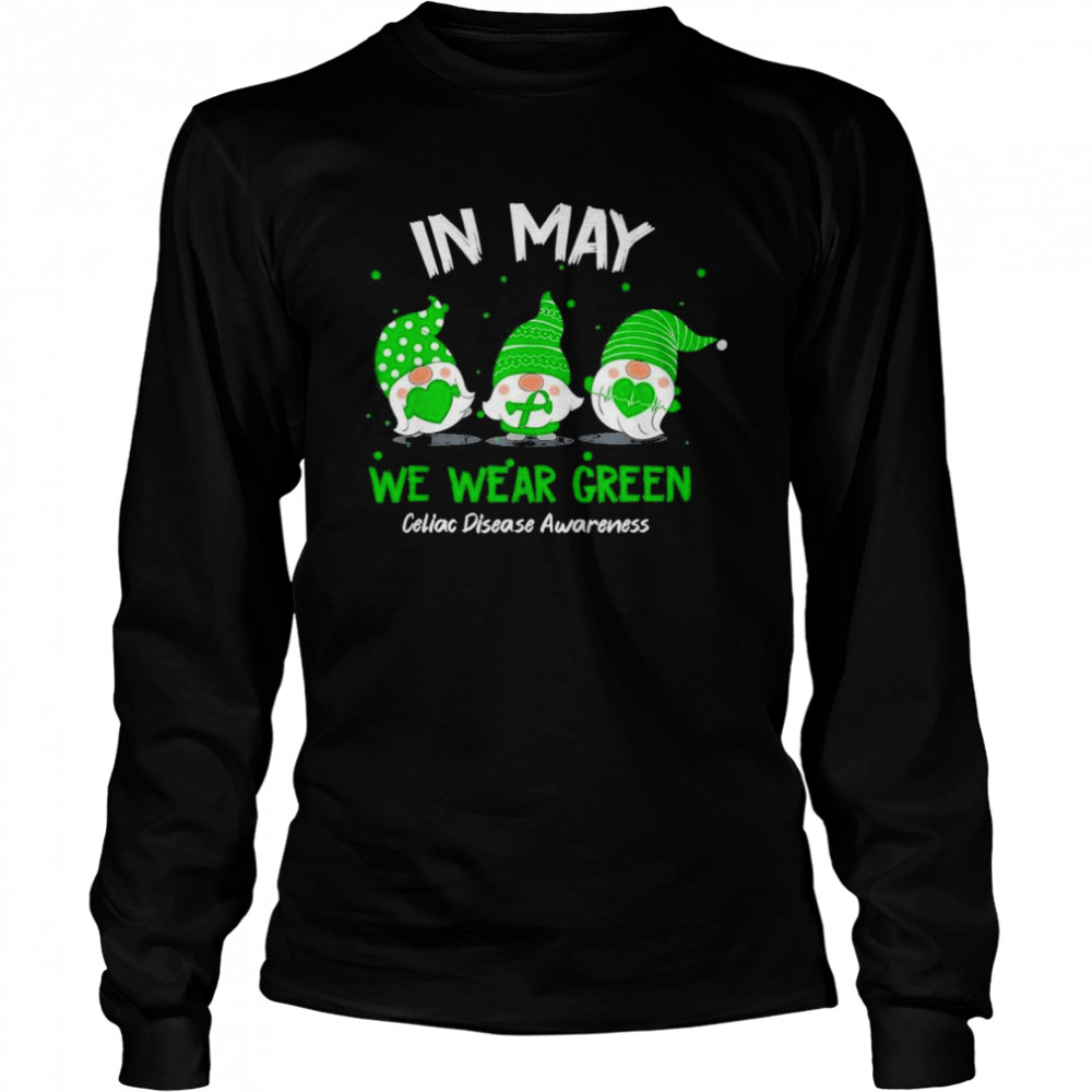 Gnome In May We Wear Green Ribbon Celiac Disease Awareness Tee Long Sleeved T-shirt