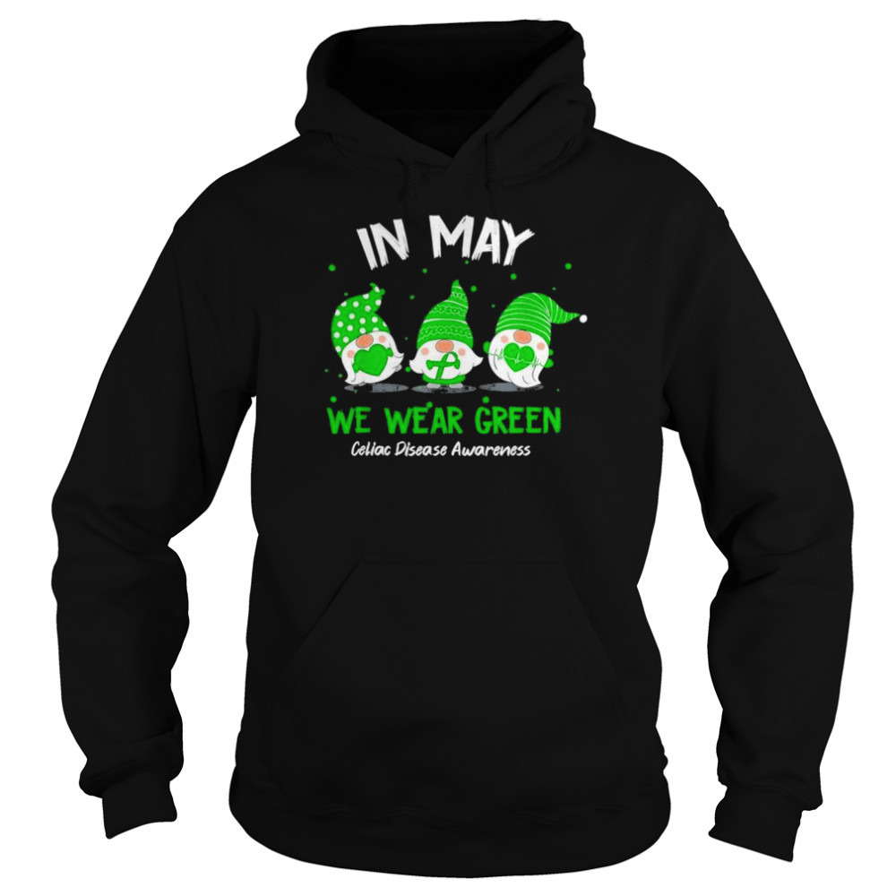 Gnome In May We Wear Green Ribbon Celiac Disease Awareness Tee Unisex Hoodie