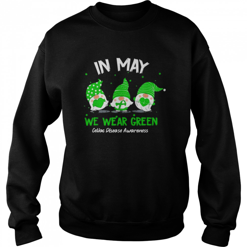 Gnome In May We Wear Green Ribbon Celiac Disease Awareness Tee Unisex Sweatshirt