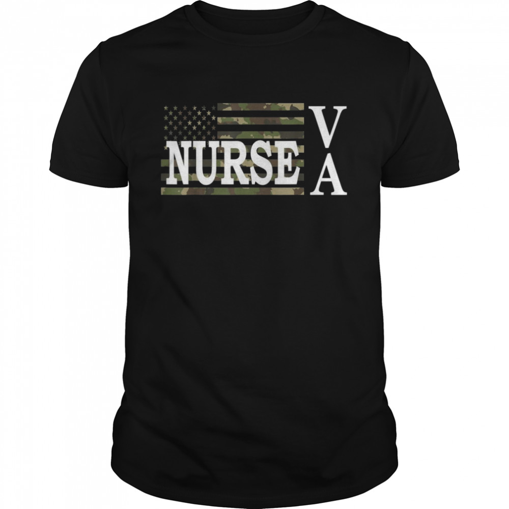 USA Heart Amercian Flag VA Nurse  Classic Men's T-shirt