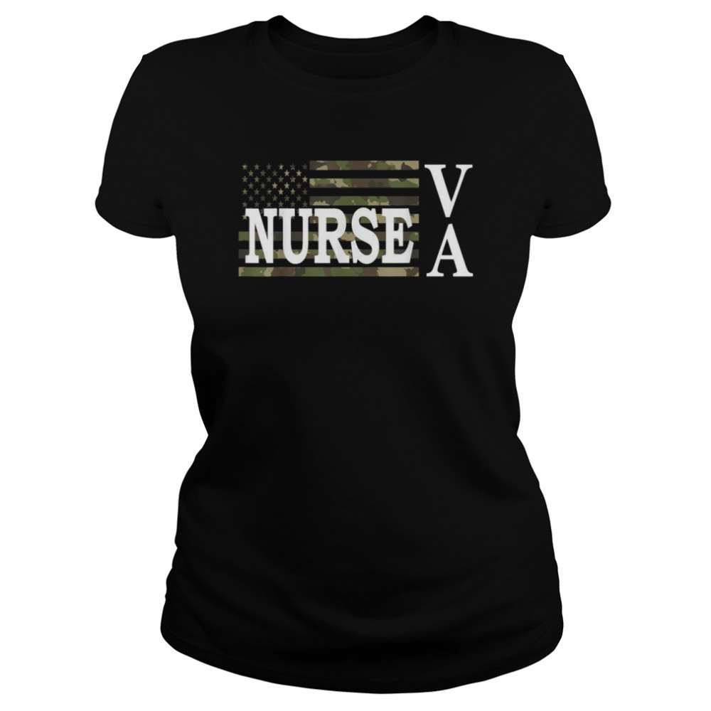 USA Heart Amercian Flag VA Nurse  Classic Women's T-shirt