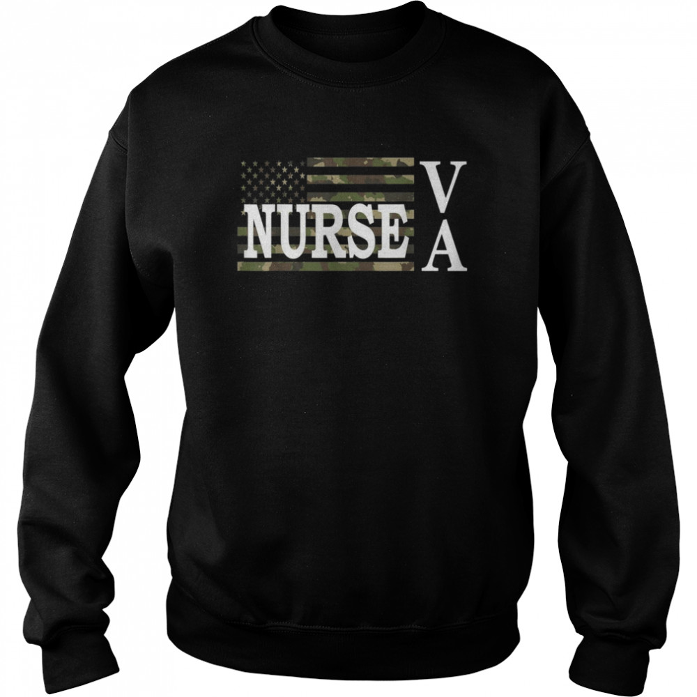 USA Heart Amercian Flag VA Nurse  Unisex Sweatshirt