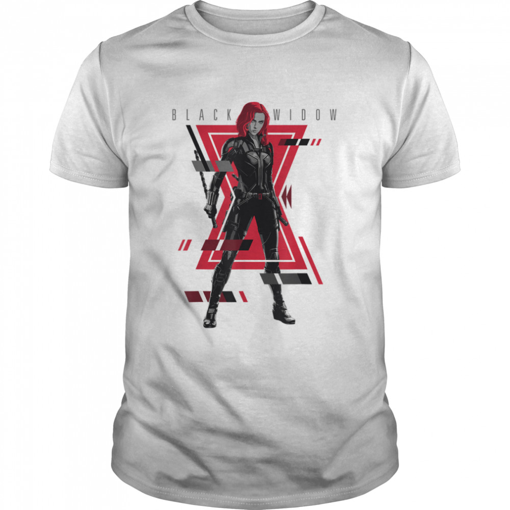 Marvel Black Widow Logo Glitch Portrait T-Shirts