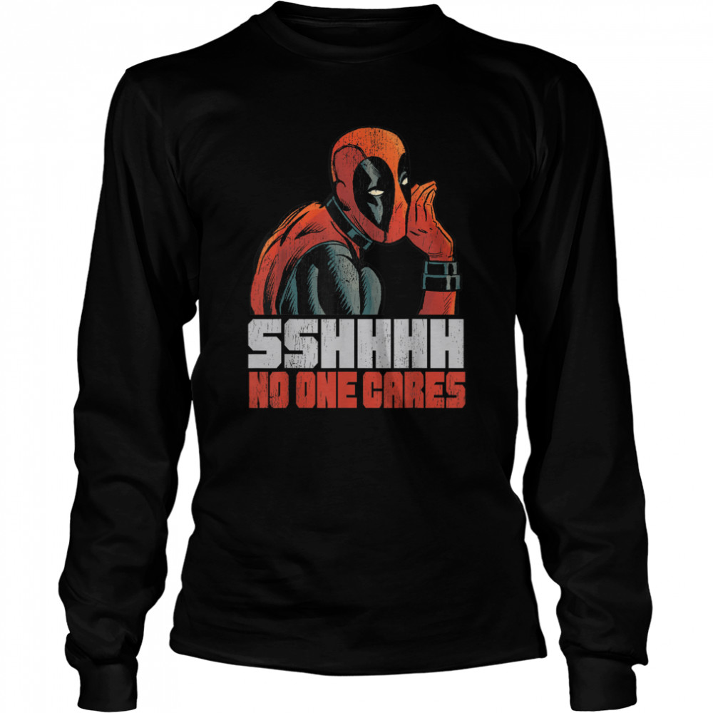 Marvel Deadpool SSHHHH No One Cares Whisper T- Long Sleeved T-shirt