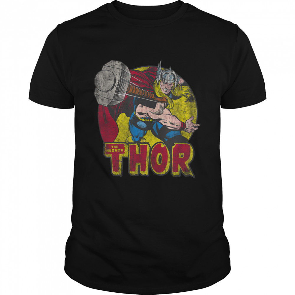 Marvel Mighty Thor Hammer Throw Vintage Graphic T-Shirts