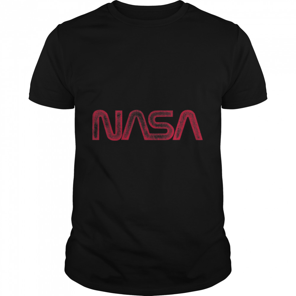 NASA Distressed Red Worm Logo T- B07PL24874 Classic Men's T-shirt