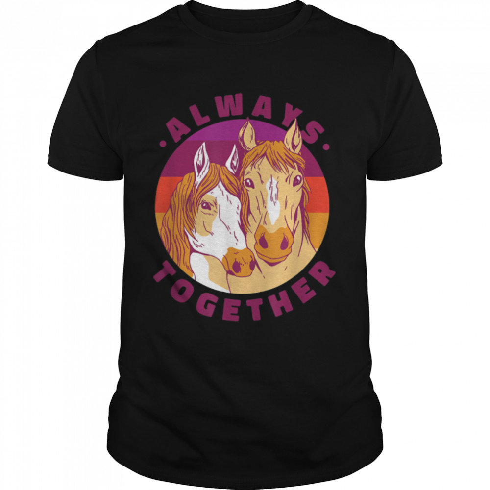 Cute Couple Horses Always Together Horses T-Shirt B0B1BPGPX7s