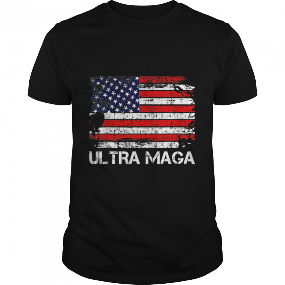 Ultra - Maga Proud Republican USA Flag Ultra-Maga T-Shirt B0B1BQT5TVs
