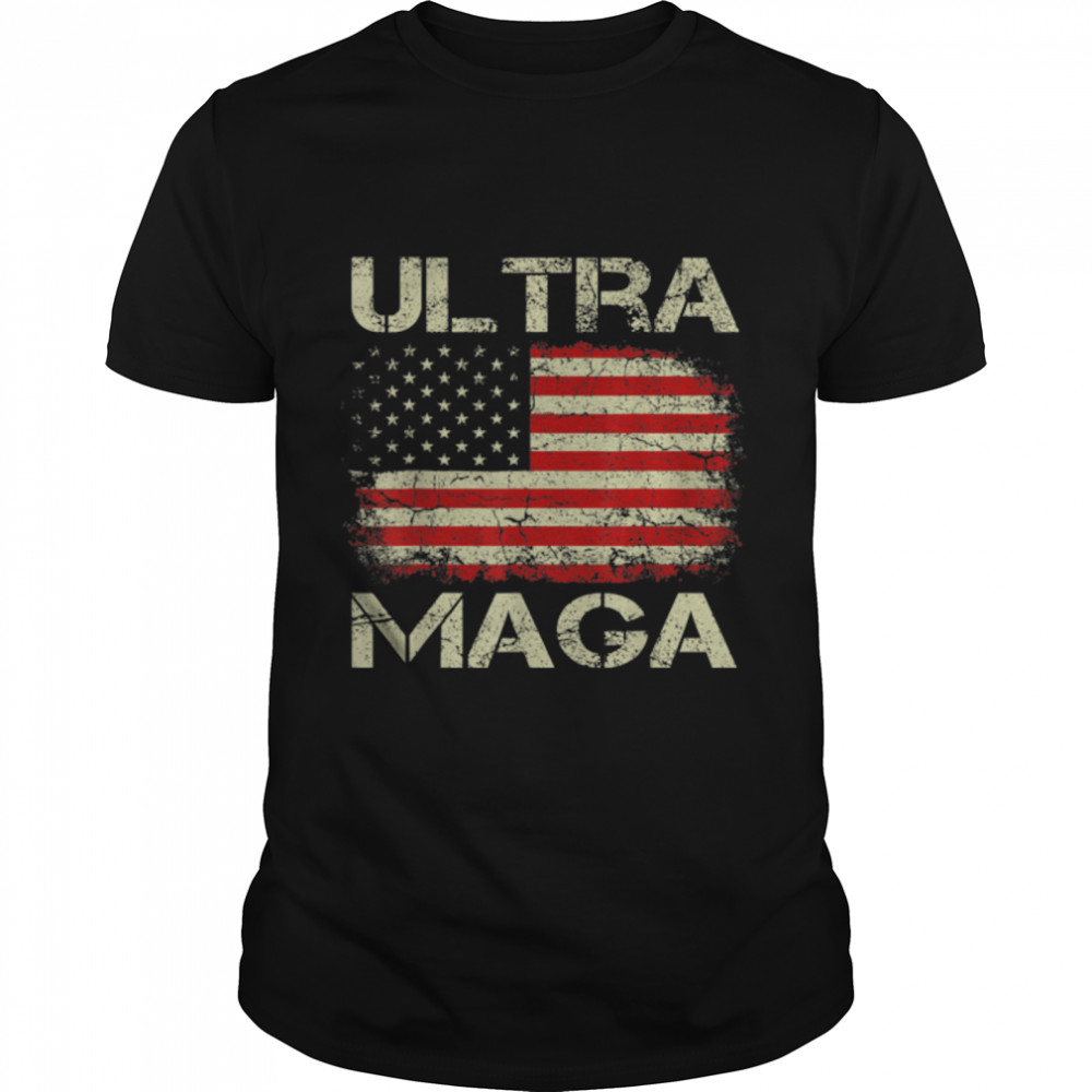 Ultra Maga King Great Trump - Vintage US FLag Anti Biden T-Shirt B0B1F6KRZJs