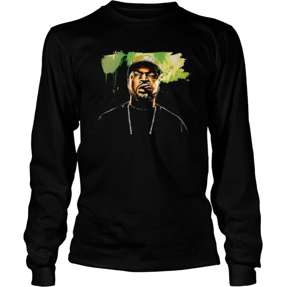 Ice Cube Man T-Shirt Round Neck Print Long Sleeve Tee Tops Black