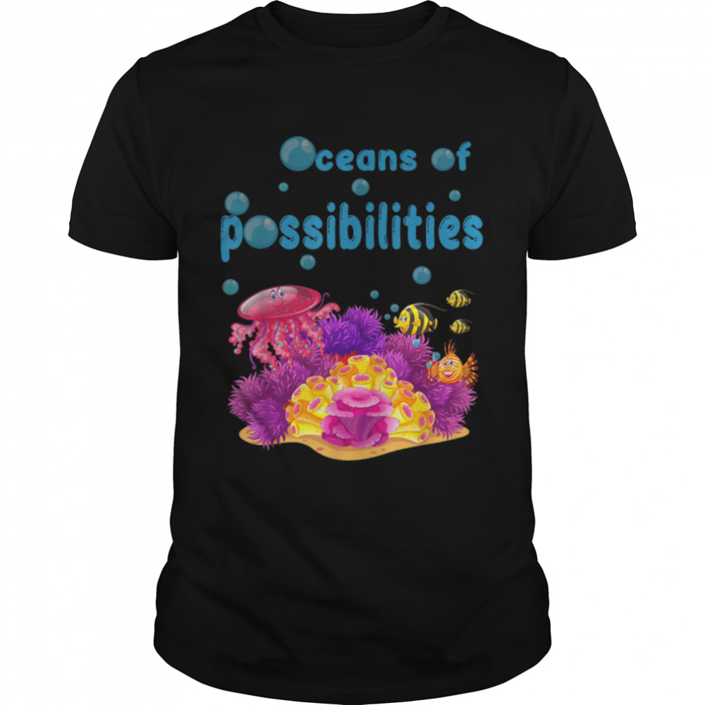 Oceans of Possibilities Summer Reading Books 2022 Coral Fish T-Shirt B0B1JN4PQT