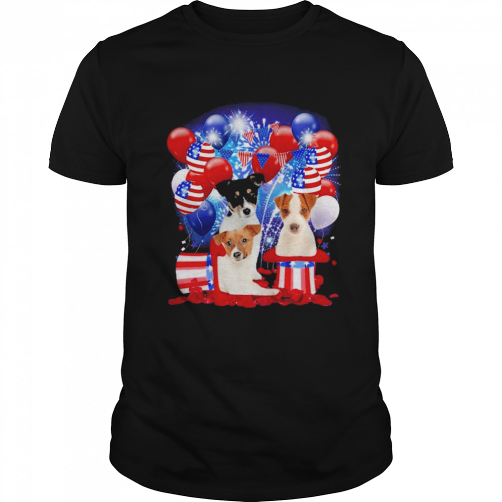 Jack Russell Terrier Balloons Fireworks  Classic Men's T-shirt