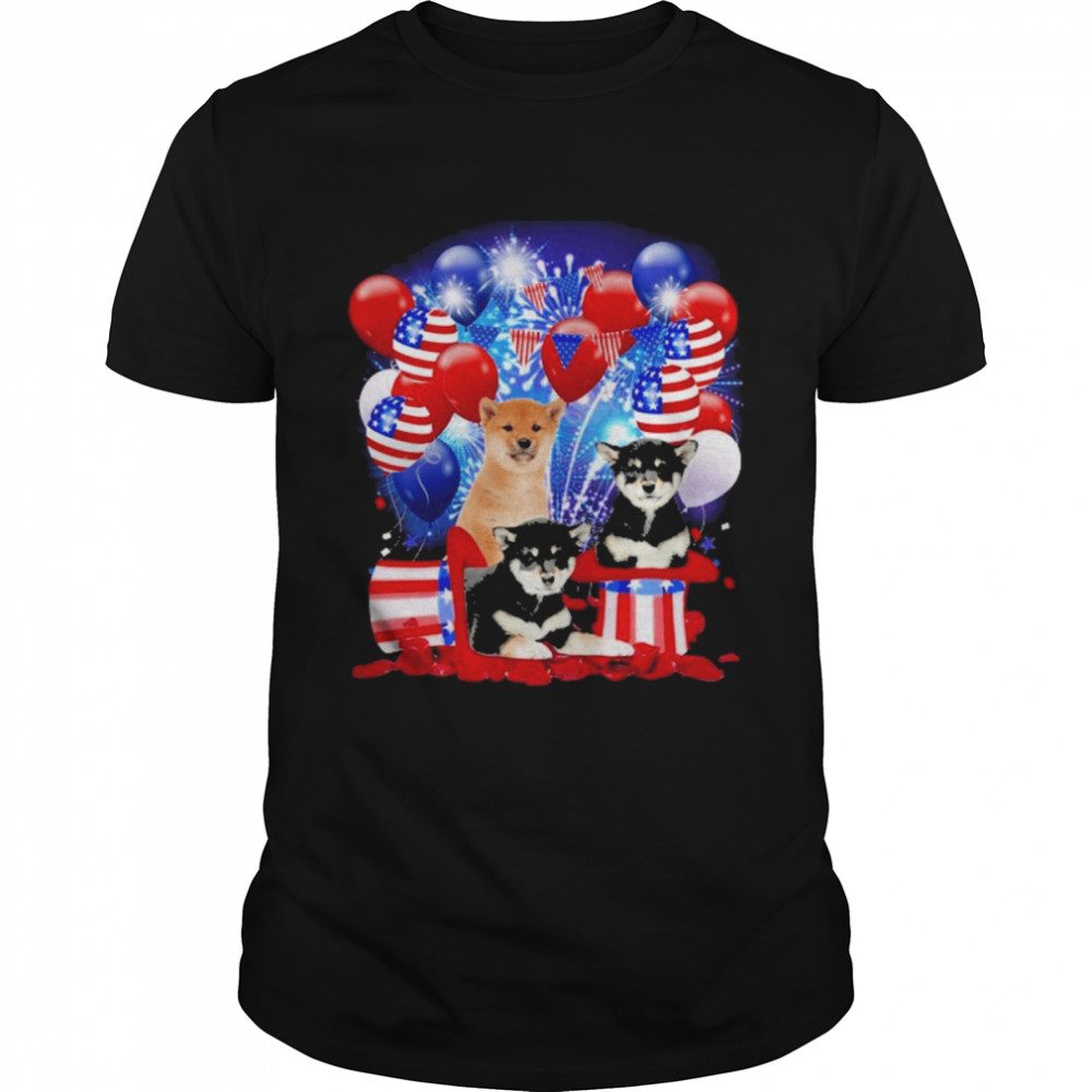 Shiba Inu Balloons Fireworks Shirts