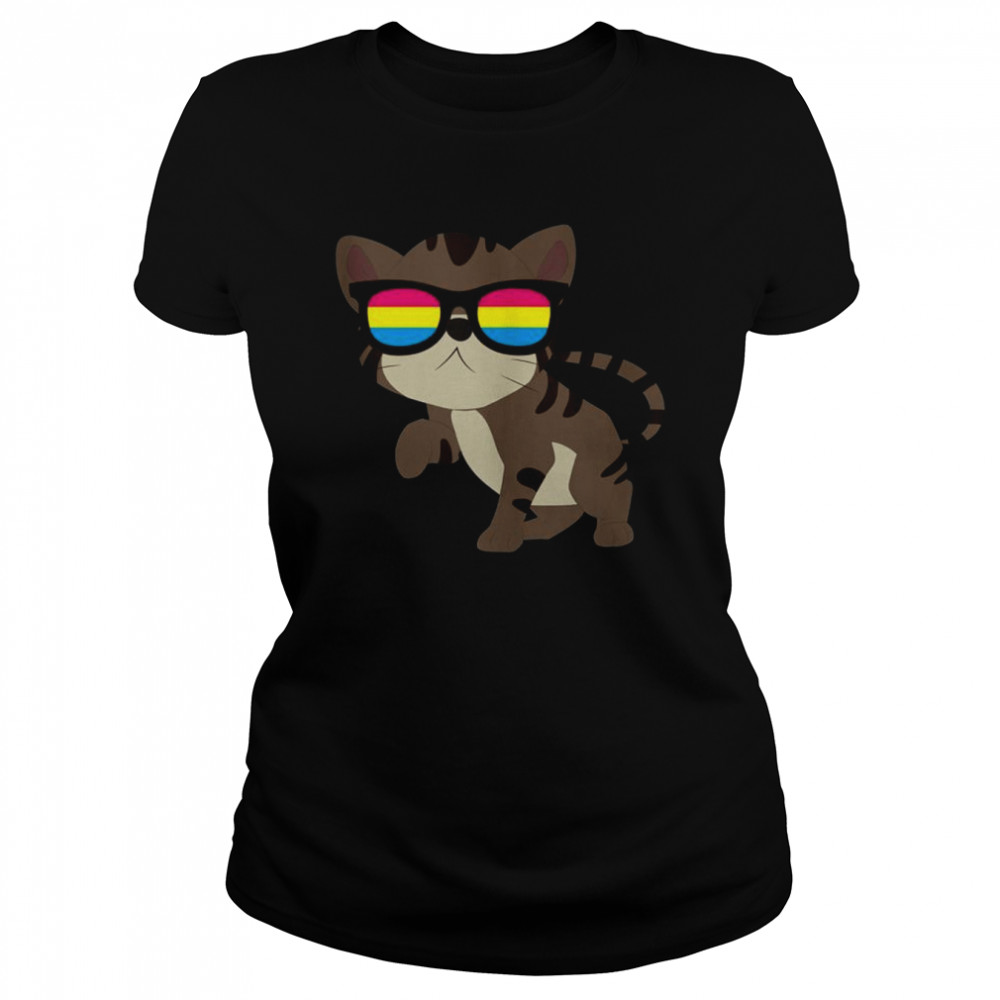 Pansexuality Flag Pan Pride Sunglasses Cat LGBT Pansexual Tank Top  Classic Women's T-shirt