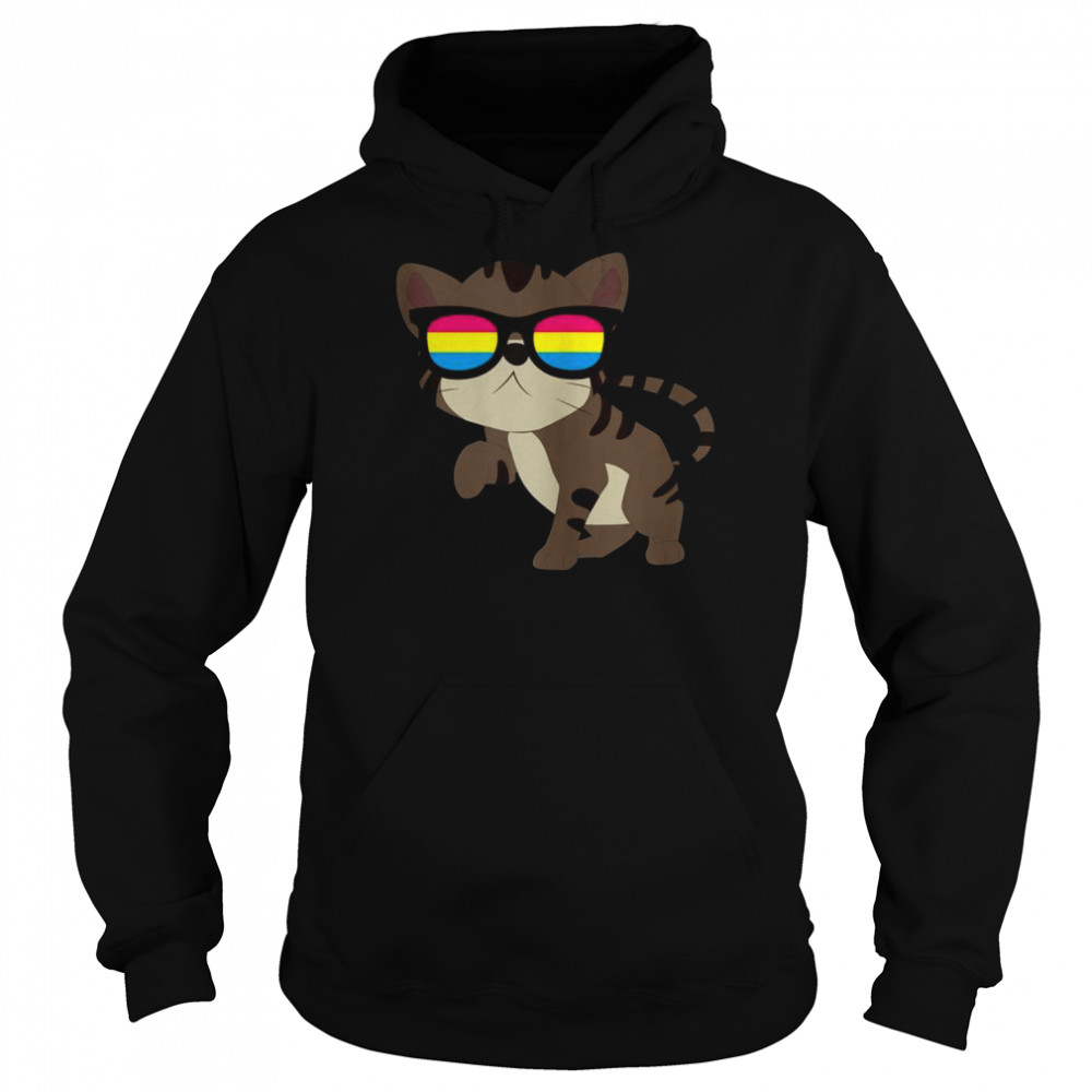 Pansexuality Flag Pan Pride Sunglasses Cat LGBT Pansexual Tank Top  Unisex Hoodie