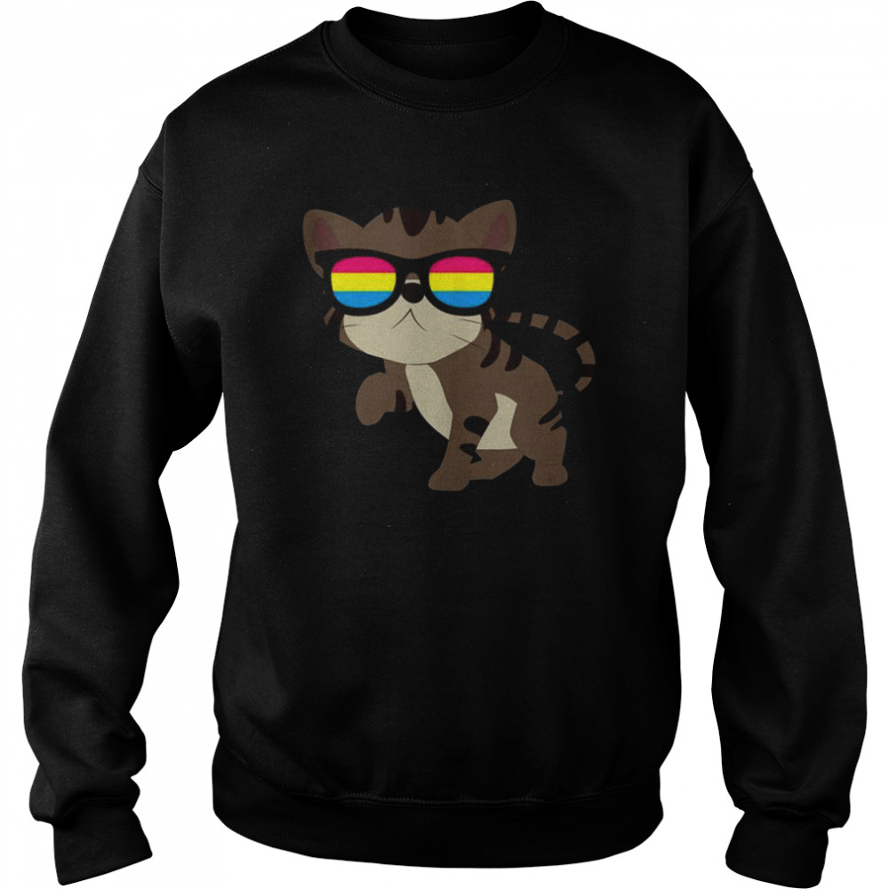 Pansexuality Flag Pan Pride Sunglasses Cat LGBT Pansexual Tank Top  Unisex Sweatshirt