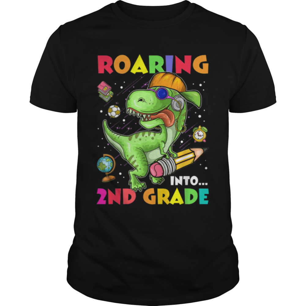 Roaring Into 2nd Grade Dinosaur Kids Back To School Boys T-Shirt B0B2JVQJKB