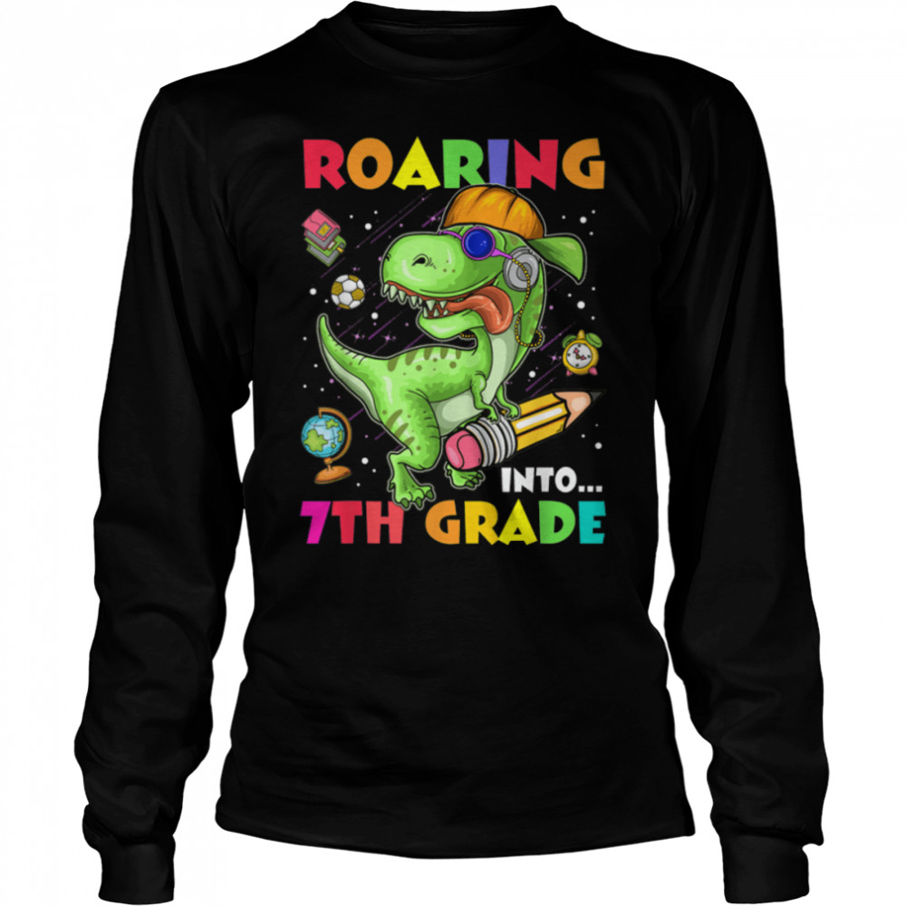 Roaring Into 7th Grade Dinosaur Kids Back To School Boys T- B0B2JX5ZWW Long Sleeved T-shirt