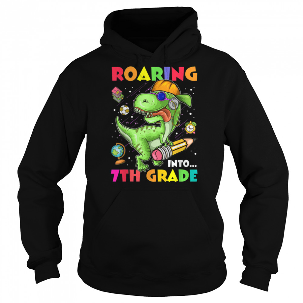 Roaring Into 7th Grade Dinosaur Kids Back To School Boys T- B0B2JX5ZWW Unisex Hoodie