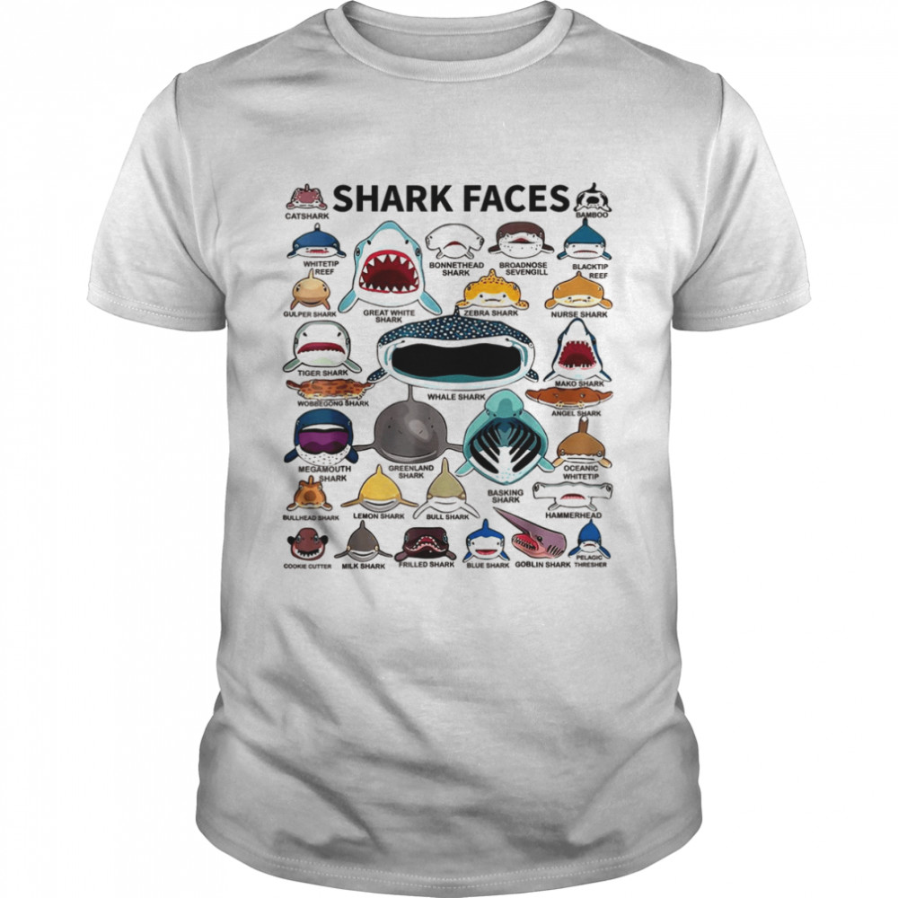 Shark Faces Type of Shark Shark Faces of All Kinds  Classic Men's T-shirt