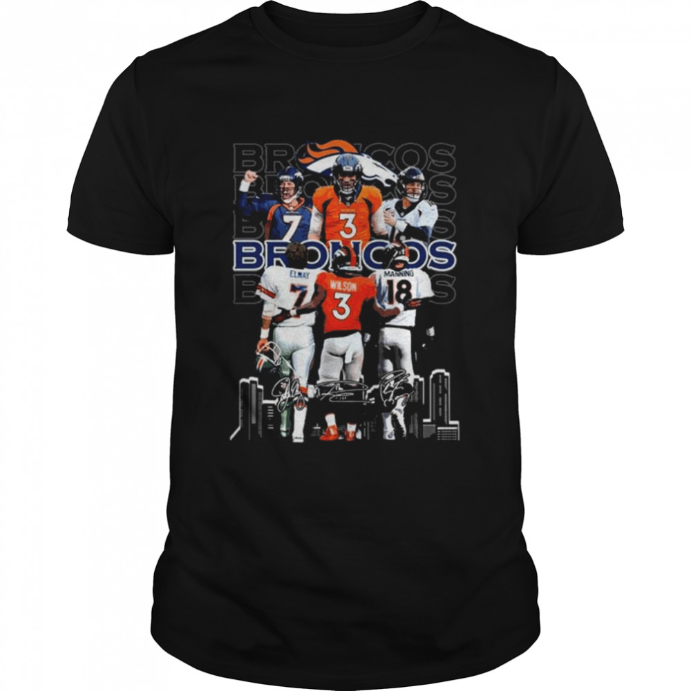 Denver broncos john elway russell wilson and peyton manning signatures shirts