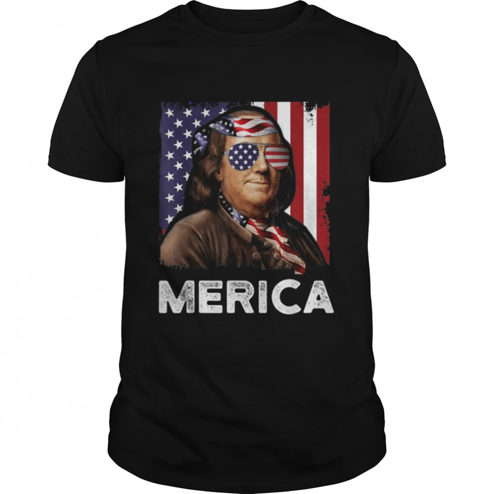 Ben franklin 4th of july merica American flag shirt Classic Men's T-shirt