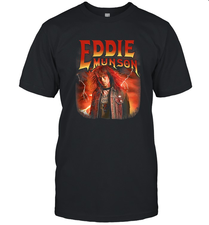 Bøde hovedsagelig træk uld over øjnene Stranger Things Metal Eddie Munson T-Shirt - Heaven Shirt