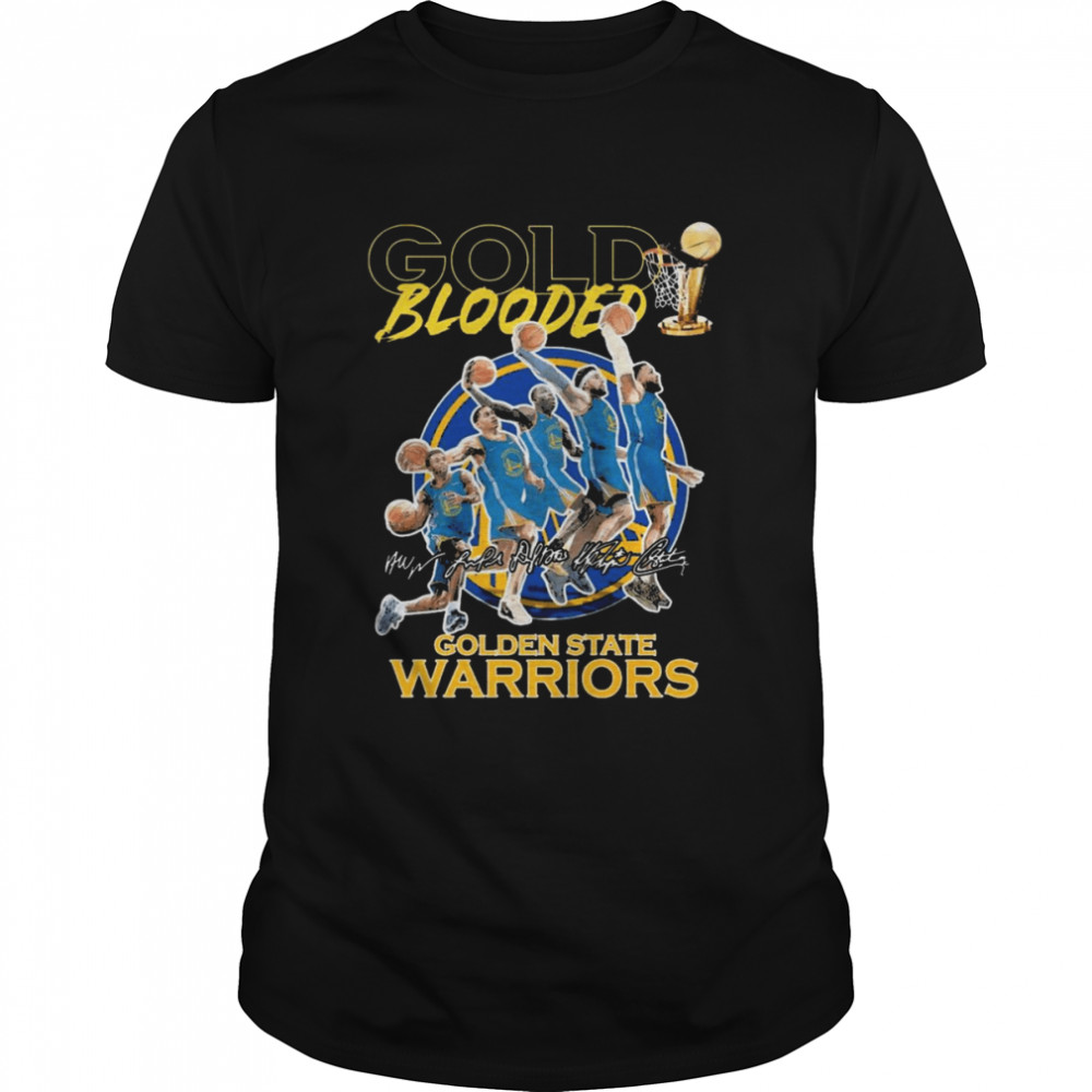 NBA Finals Gold Blooded Golden State Warriors Team Dunk Basketball Signatures Shirts