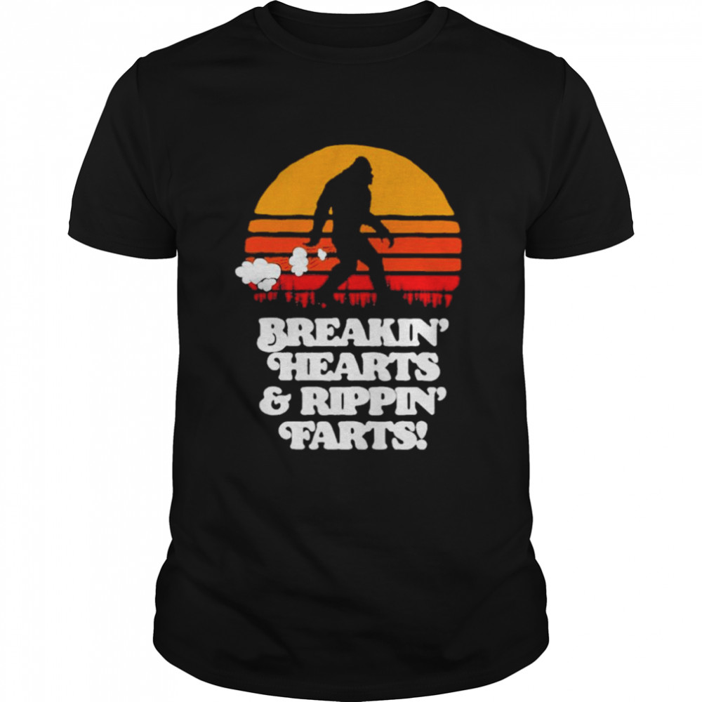 Sasquatch Breakin Hearts s& Rippin Farts Bigfoot Retro Vintage Shirts