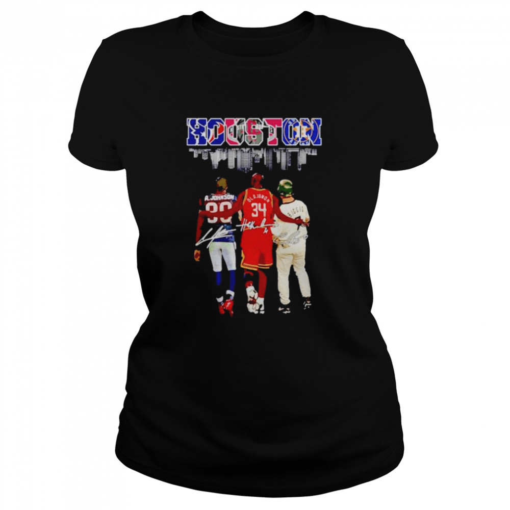 Houston Sports Teams A Johnson Olajuwon Biggie Signatures shirt Classic Women's T-shirt