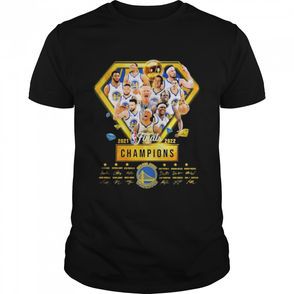 2021-2022 NBA Finals Champions Golden State Warriors Team Signatures Shirts
