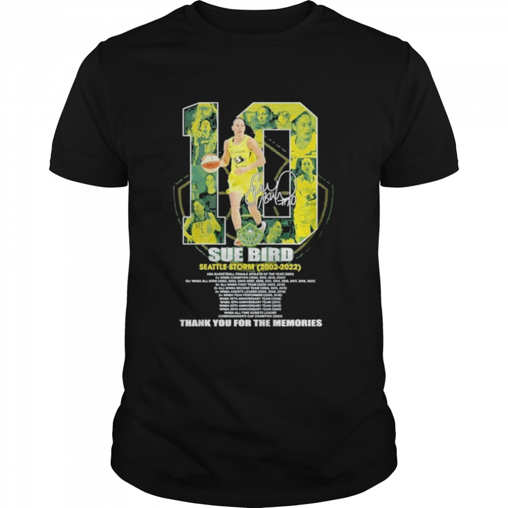 10 Sue Bird Seattle Storm 2002-2022 thank You for the memories signature shirt
