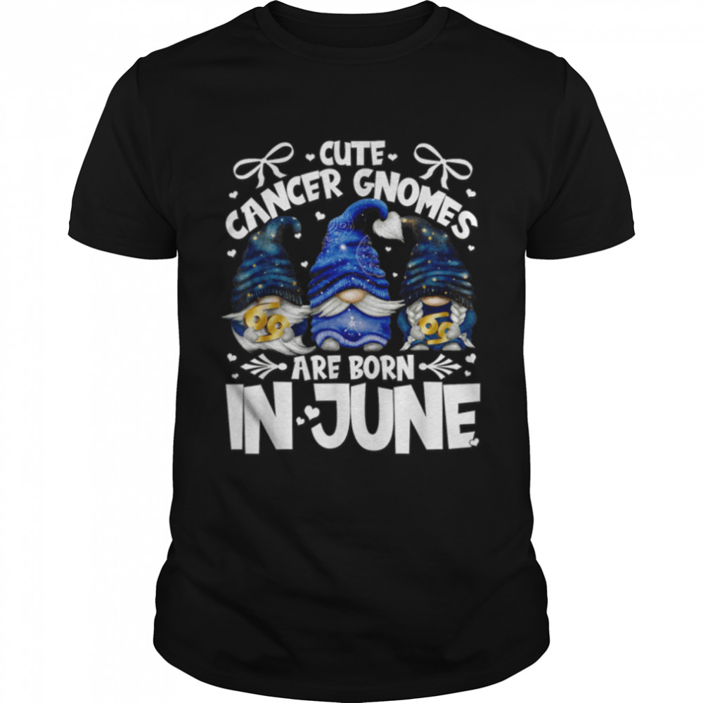 Born In June Zodiac Sign Cancer Mom And Dad Birthday Gnomes T-Shirt B0B4JTP42B