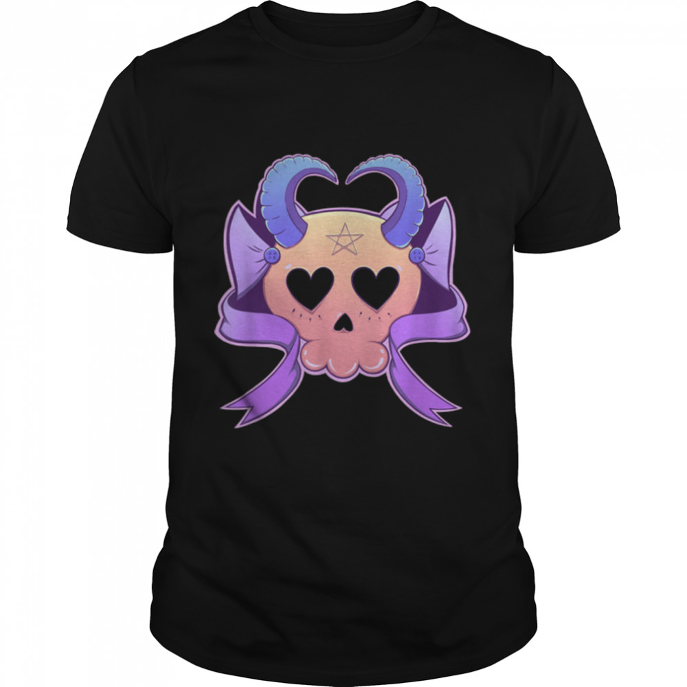 Cute Baphomet Skull Pastel Goth Pentagram Emo Punk Gothic T-Shirt B0B1VH4BHGs