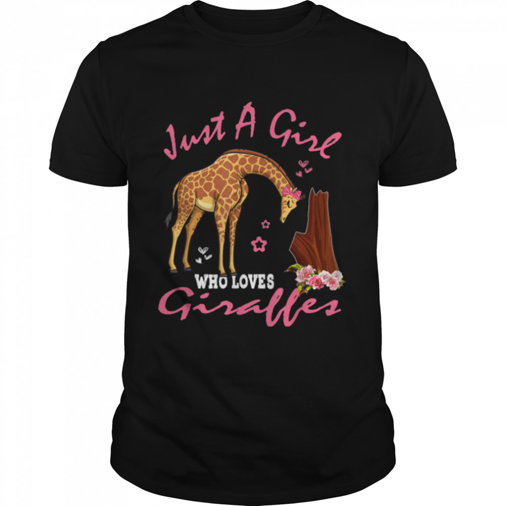 Just A Girl Who Loves Giraffes Floral Giraffe Bow Tie Kids T-Shirt B0B4K19KFGs