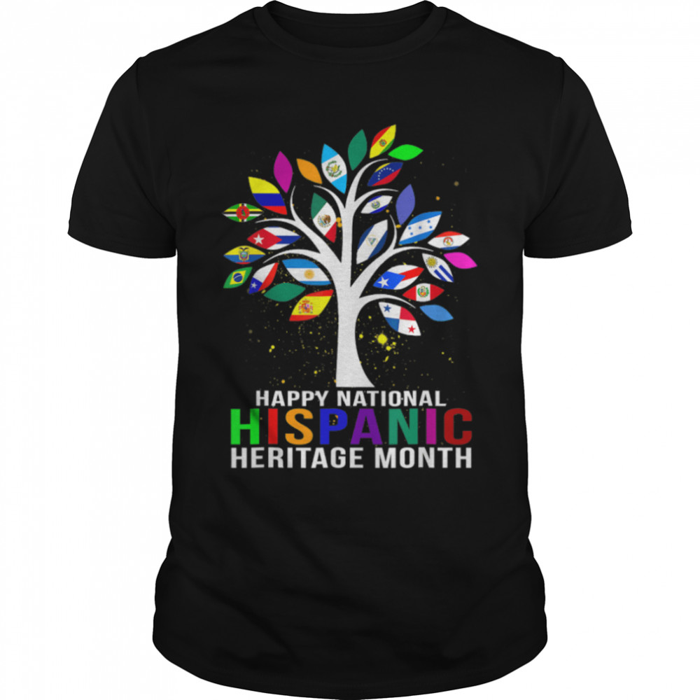National Hispanic Heritage Month Tree Roots Latina Flag T-Shirt B0B4MM6Q7Zs