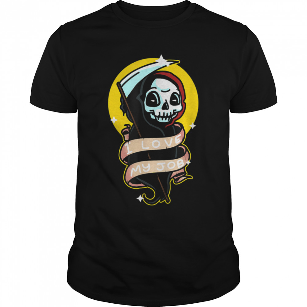 I Love My Job Kawaii Grim Reaper Death Pastel Goth Emo Punk T-Shirt B0B27ZY9GJs