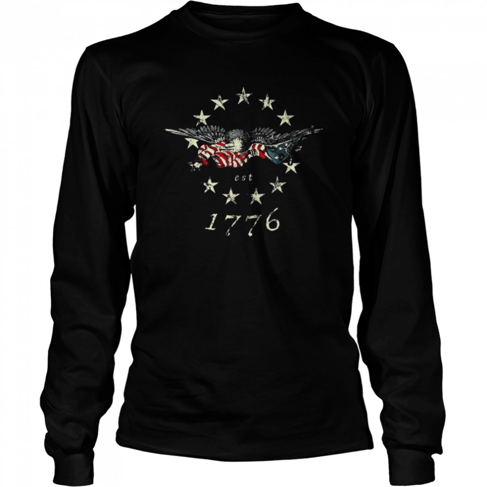 Bald Eagle Flag Vintage 1776 Long Sleeved T-shirt